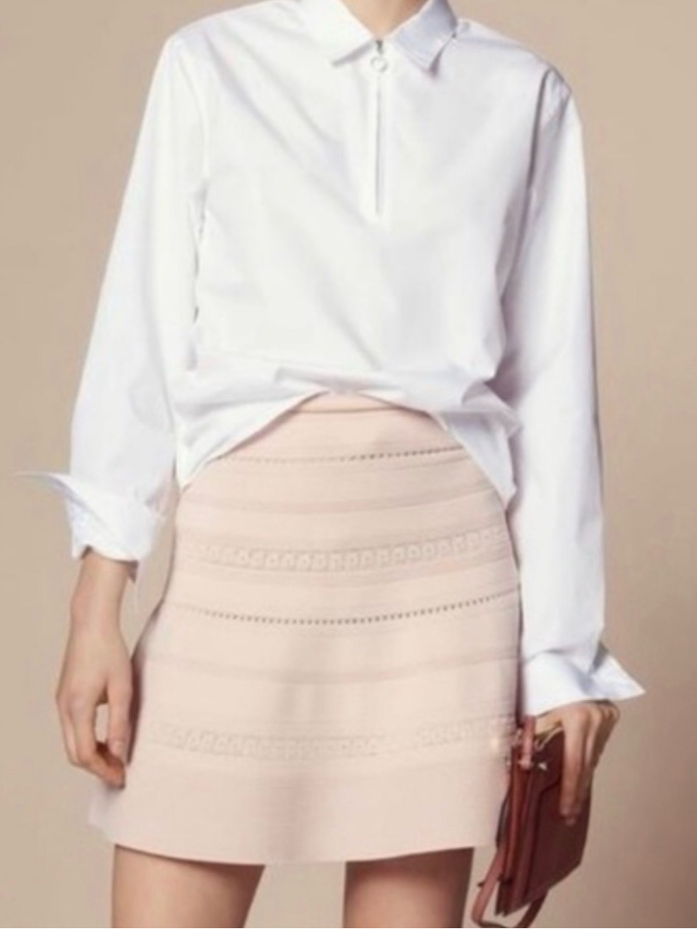 Women's Blush Pink Mini Skirt Elegant Knit A-Line